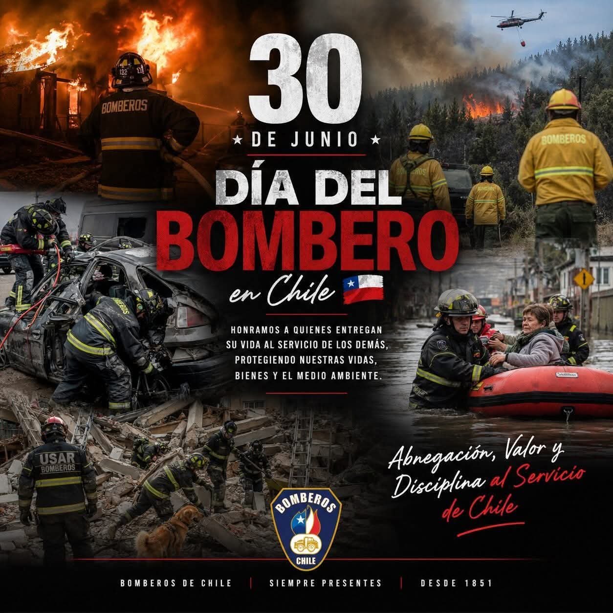 Chile conmemora este 30 de junio el Día Nacional del Bombero