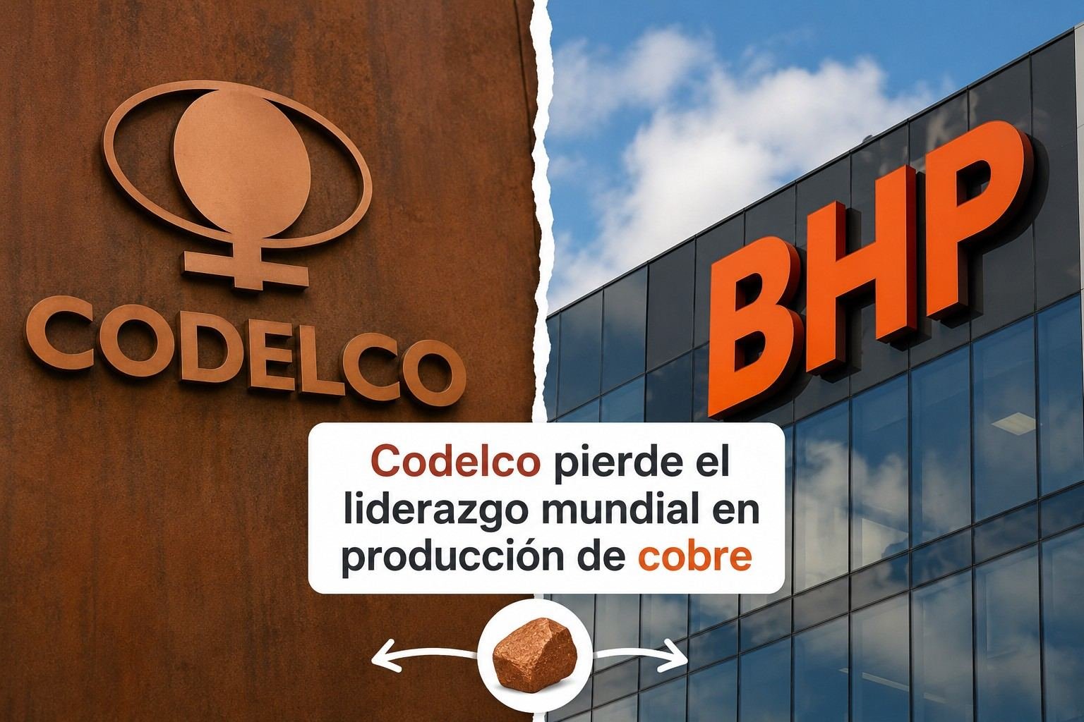 Codelco pierde el liderazgo mundial en producción de cobre y es superada por BHP