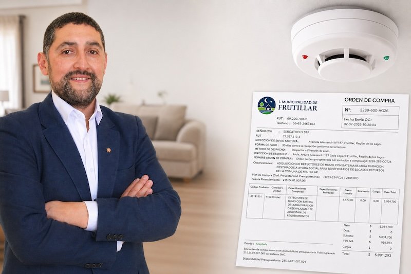 Concejal Roberto Cárdenas destaca compra de 1.100 sensores de humo para familias vulnerables de Frutillar