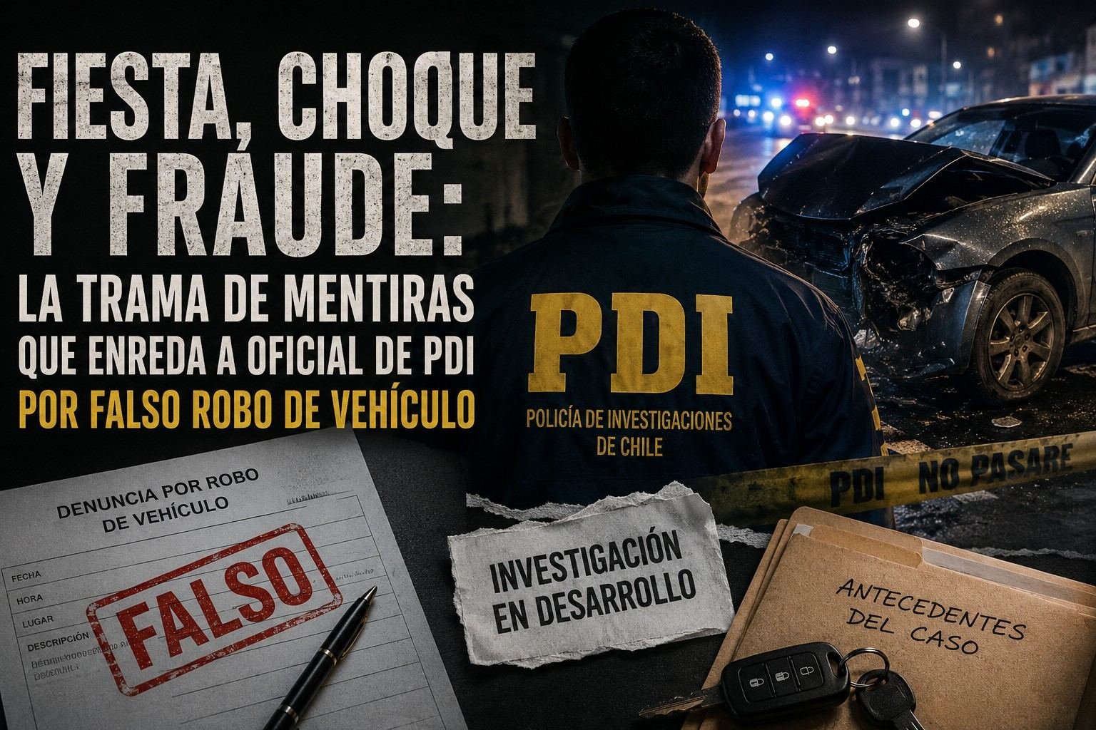 Oficial de la PDI es investigado por presunto fraude tras denunciar falso robo de vehículo