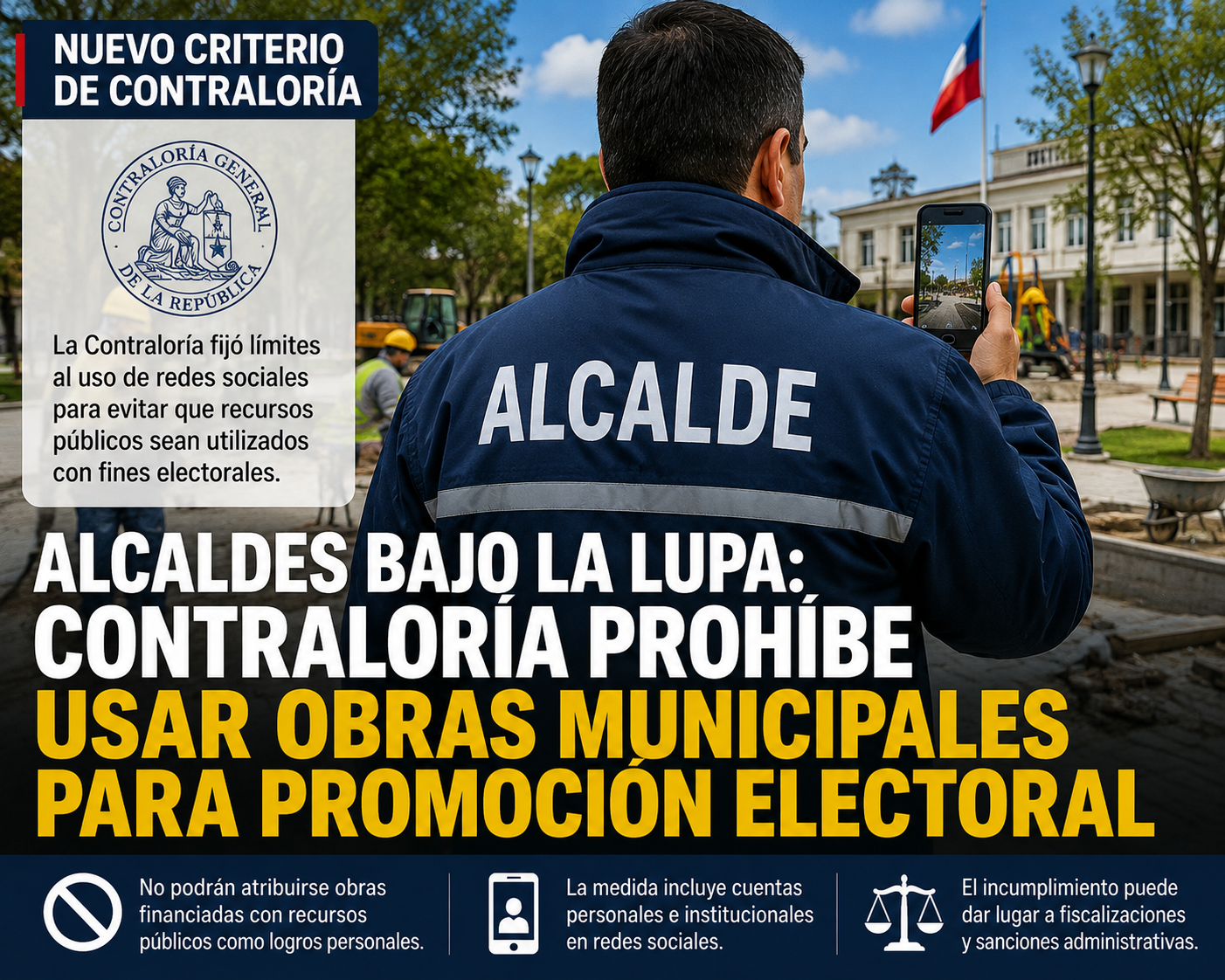 Alcaldes bajo la lupa: Contraloría restringe uso de redes sociales para destacar obras municipales