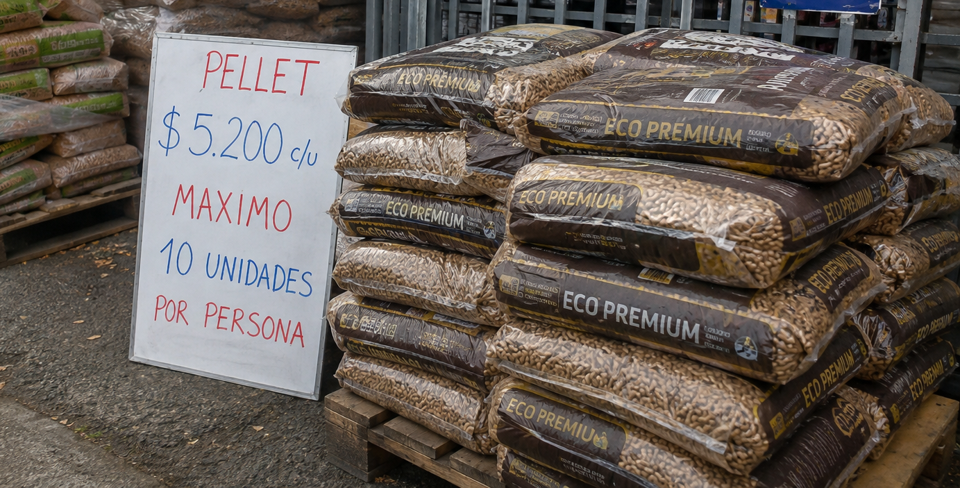 Escasez de pellet preocupa al sur del país: alta demanda, restricciones de venta y aumento de precios