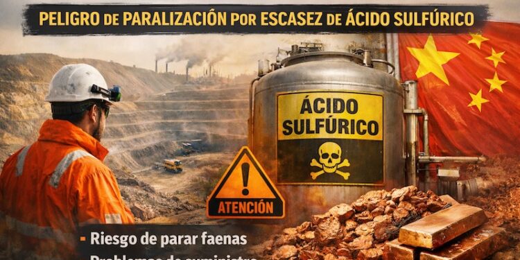 Cobre chileno en riesgo: alerta por posible paralización de faenas ante falta de ácido sulfúrico