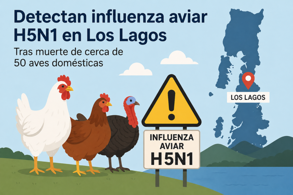 Detectan influenza aviar H5N1 en la Región de Los Lagos tras muerte de cerca de 50 aves domésticas