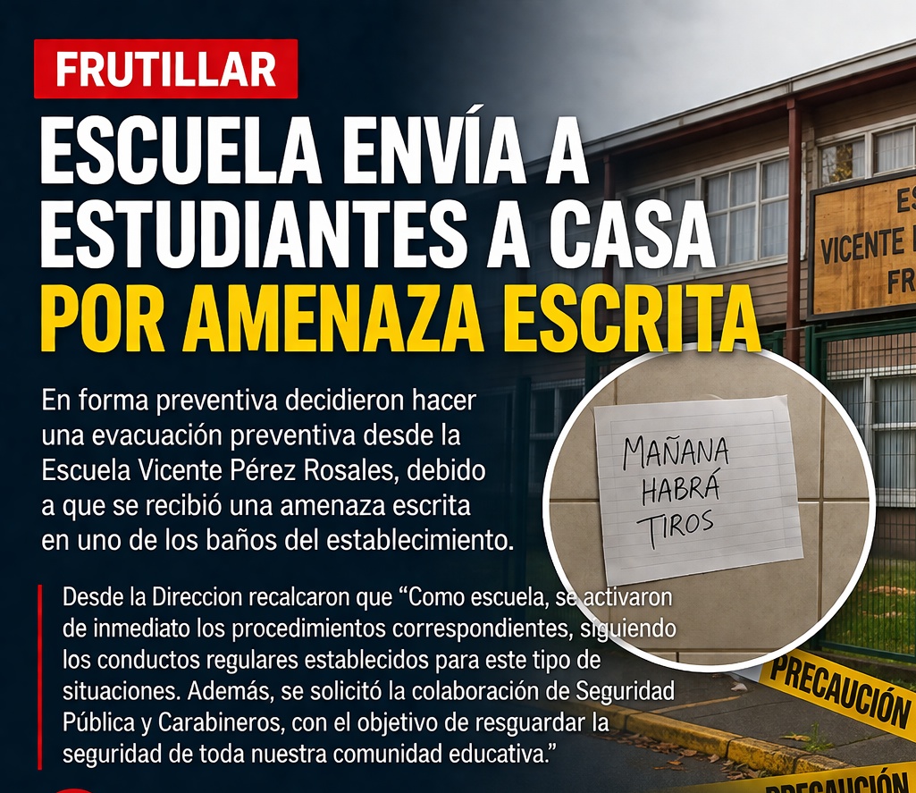FRUTILLAR: ESCUELA EVACÚA A ESTUDIANTES POR AMENAZA ESCRITA EN BAÑO